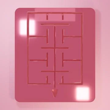 Pink Evacuation plan icon isolated on pink background. Fire escape plan. Mi.. Ilustración de archivo
