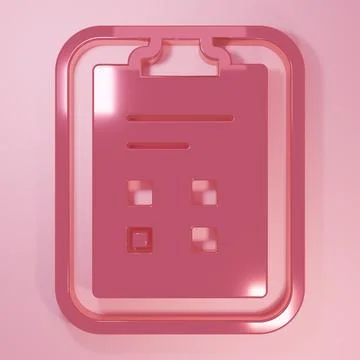 Pink Exam sheet with check mark icon isolated on pink background. Test pape.. Stock Illustration