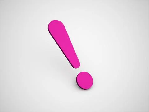 Pink exclamation mark with shadow on gray background Stock Illustration