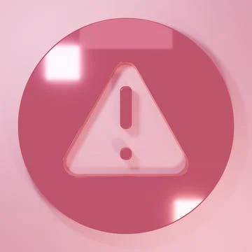 Pink Exclamation mark in triangle icon isolated on pink background. Hazard .. Stock Illustration