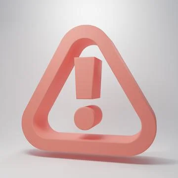 Pink Exclamation mark in triangle icon isolated on pink background. Hazard .. Stock Illustration