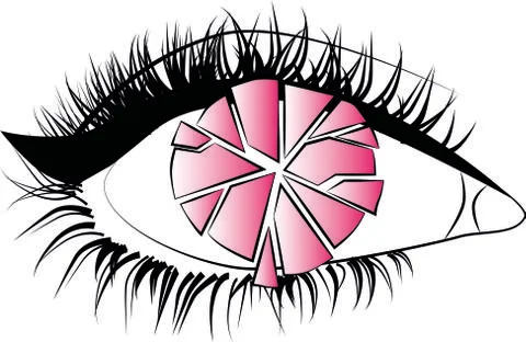 PINK EYE (Cartoon vector graphic icon pink eye shattered effect) Stock Illustration
