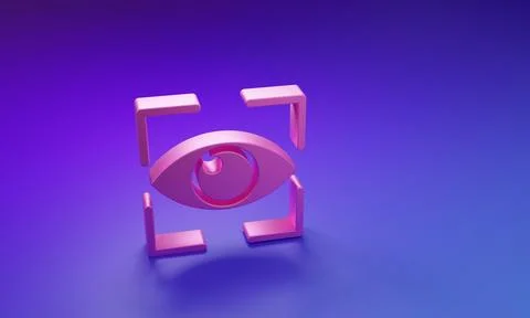 Pink Eye scan icon isolated on purple-blue background. Scanning eye. Securi.. Stock Illustration