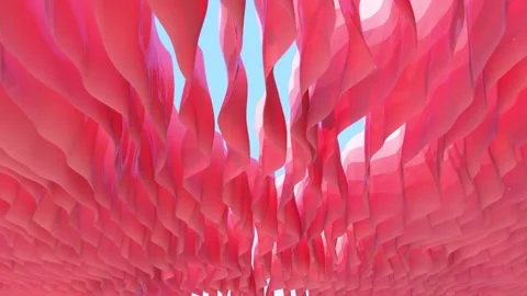 Pink fabric blow with the wind on the blue sky background. 3D rendering. Stock Footage 176101774