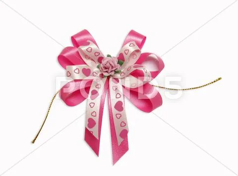 Pink fabric bow Stock Photos