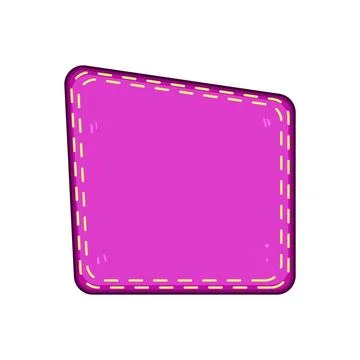 Pink fabric patch with yellow stitches design Ilustración de archivo