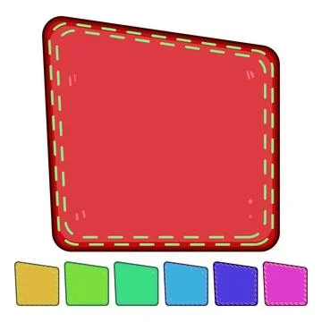 Pink fabric patch with yellow stitches design Stock Illustration