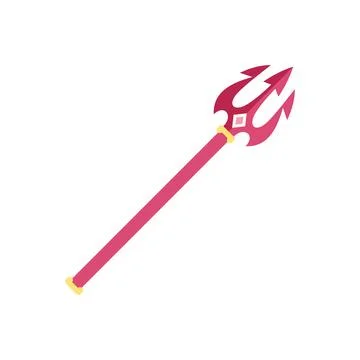 Pink fantasy trident magic weapon on white Stock Illustration
