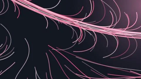 Pink feather on dark background with soft flowing lines Stock Illustration