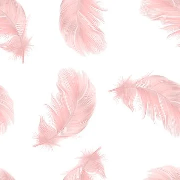 Pink Feather Seamless Pattern, Vector Illustration. Soft Pink Feather Pattern イラスト素材