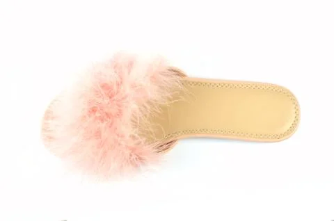 Pink feather slipper Stock Photos