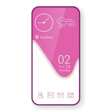 Pink feminine user interface theme realistic smartphone Stock Illustration