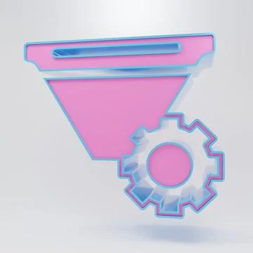 Pink Filter setting icon isolated on grey background. Minimalism concept. 3.. Illustrazione stock