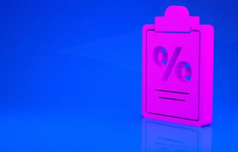 Pink Finance document icon isolated on blue background. Paper bank document f Stock Illustration