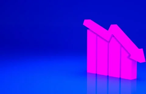 Pink Financial growth decrease icon isolated on blue background. Increasing r Stock Illustration