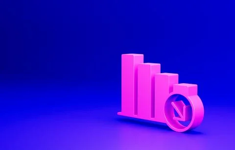 Pink Financial growth decrease icon isolated on blue background. Increasing Stock Illustration