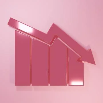 Pink Financial growth decrease icon isolated on pink background. Increasing.. Stock Illustration