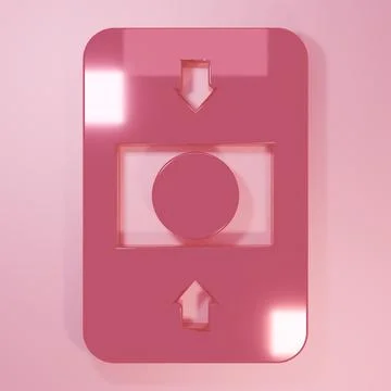 Pink Fire alarm system icon isolated on pink background. Pull danger fire s.. Stock Illustration