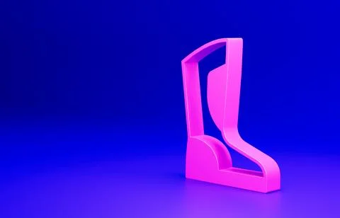 Pink Fire boots icon isolated on blue background. Minimalism concept. 3D render Stock Illustration