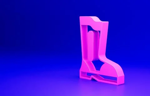 Pink Fire boots icon isolated on blue background. Minimalism concept. 3D render Stockillustratie