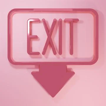Pink Fire exit icon isolated on pink background. Fire emergency icon. Minim.. Ilustración de archivo