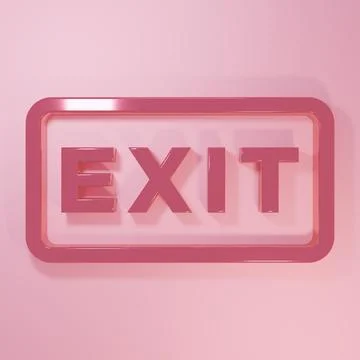 Pink Fire exit icon isolated on pink background. Fire emergency icon. Minim.. Ilustración de archivo