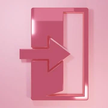Pink Fire exit icon isolated on pink background. Fire emergency icon. Minim.. Ilustración de archivo