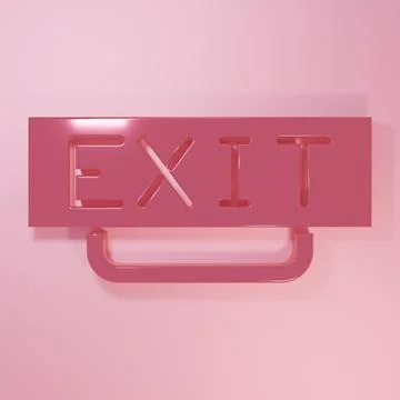 Pink Fire exit icon isolated on pink background. Fire emergency icon. Minim.. Ilustración de archivo
