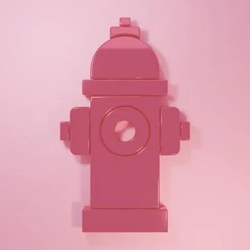 Pink Fire hydrant icon isolated on pink background. Minimalism concept. 3D .. Stock Illustration