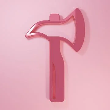Pink Firefighter axe icon isolated on pink background. Fire axe. Minimalism.. Stock Illustration