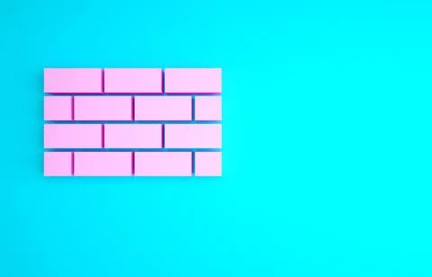 Pink Firewall, security wall icon isolated on blue background. Minimalism con 스톡 일러스트