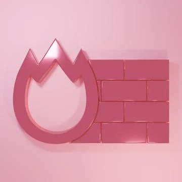 Pink Firewall, security wall icon isolated on pink background. Minimalism c.. 스톡 일러스트