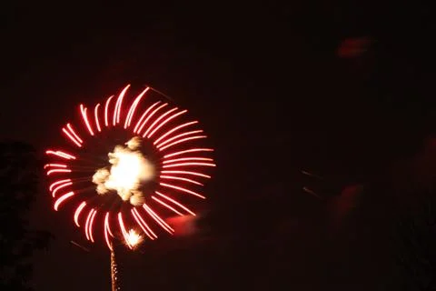 Pink Firework around White Firework Stock Photos