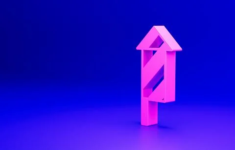 Pink Firework rocket icon isolated on blue background. Concept of fun party Stockillustratie