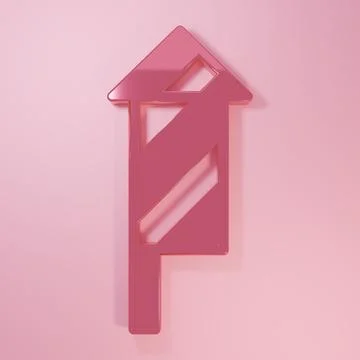 Pink Firework rocket icon isolated on pink background. Concept of fun party.. Stock Illustration