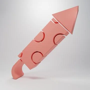 Pink Firework rocket icon isolated on pink background. Concept of fun party.. Stock Illustration