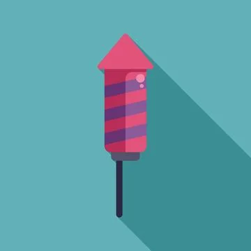 Pink firework rocket waiting to be launched on turquoise background Stock Illustration