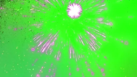 Pink fireworks display with heartshaped particles on a vibrant green screen 스톡 동영상 337463334