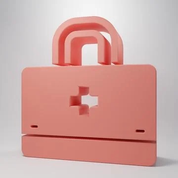 Pink First aid kit icon isolated on pink background. Medical box with cross.. Stock Illustration
