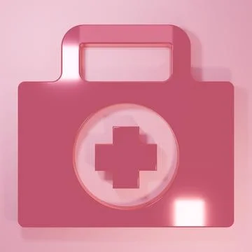 Pink First aid kit icon isolated on pink background. Medical box with cross.. Stock Illustration