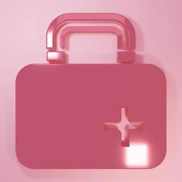 Pink First aid kit icon isolated on pink background. Medical box with cross.. Stock Illustration