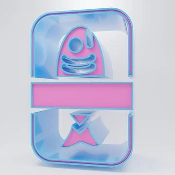 Pink Fish plastic tray container with cellophane cover icon isolated on gre.. Stock Illustration