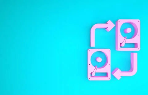 Pink A fixed data storage device hard disk with arrows, data copy icon isolat Stock Illustration