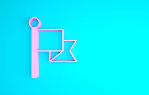 Pink Flag icon isolated on blue background. Victory, winning and conquer Stock Illustration