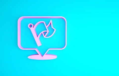 Pink Flag icon isolated on blue background. Victory, winning and conquer Stock Illustration