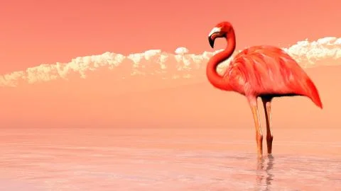 Pink flamingo - 3D render Stock Illustration