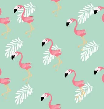 Pink flamingo bird  vector pattern イラスト素材