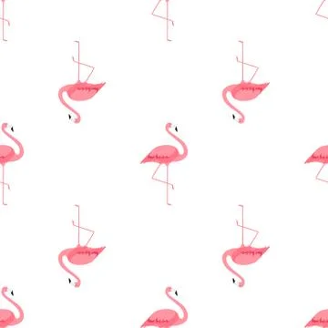 Pink Flamingo Cute Seamless Pattern Background Vector Illustration 스톡 일러스트