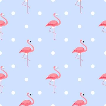 Pink Flamingo Cute Seamless Pattern Background Vector Illustration 스톡 일러스트