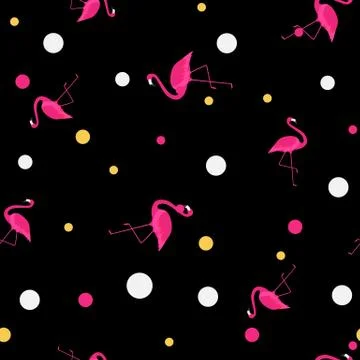 Pink Flamingo Cute Seamless Pattern Background Vector Illustration 스톡 일러스트